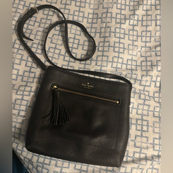 kate spade Handbags - Kate Spade Black Crossbody Bag with Tassel Detail Used (small tear on strap)